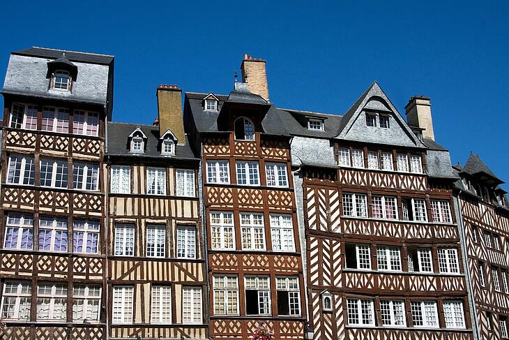 rennes en bretagne façades de maisons bretonnes à Rennes